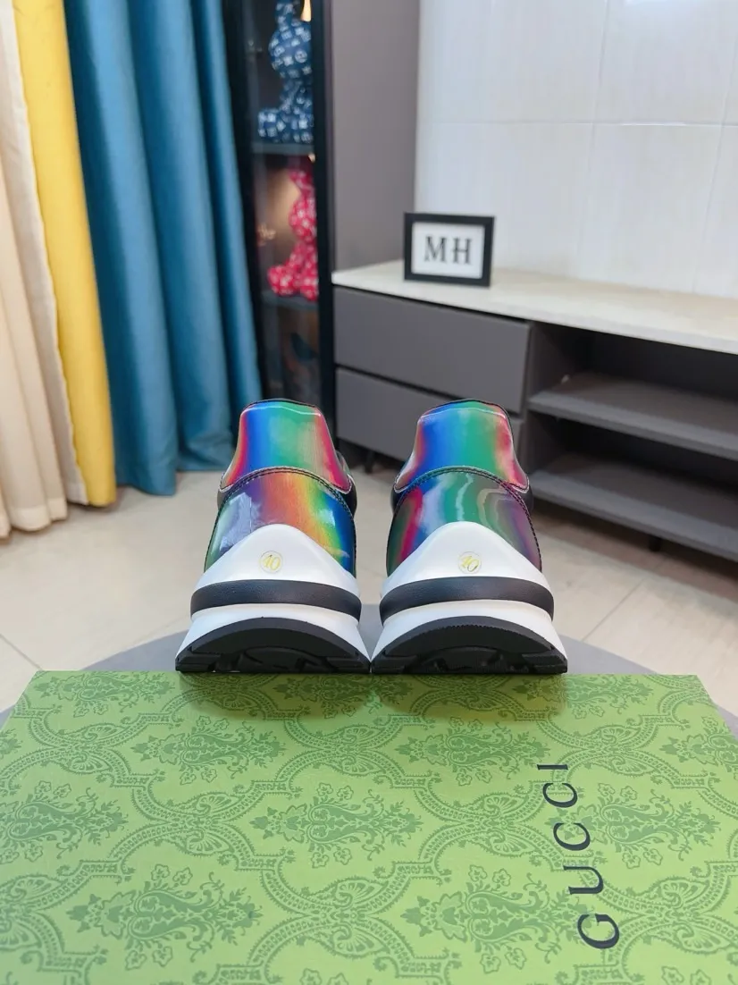 Factory price 420🌹🌹GUCCI [Gucci] New high-end brand of men's shoes, the latest fashionable casual men's shoes, trendy and versatile, relaxed and sporty style, uppers imported from Italy, first-layer cowhide, genuine leather lining and ultra-fine workmanship. Original personalized fashionable rubber wear-resistant outsole, light and comfortable on the foot, size 38-44